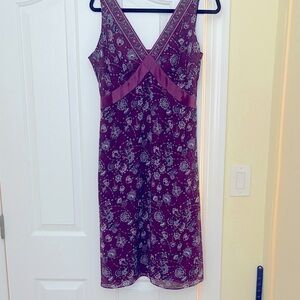 Tahari Plum Floral Midi Dress